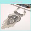 Tassel Necklace Long With Multi Layer Alloy Pendant For Trendy Retro Outfits