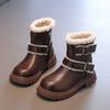 2024 Новые черные зимние ботинки для девочек для детей с толстой подошвой Простые новые детские модные ботинки из хлопка до щиколотки Трендовые классические ботинки на молнии