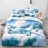 Пододеяльник Airplane King Queen Full Винтажный истребитель Постельный комплект для детей Подростков Взрослых Небо Облака Серый 2/3 шт Мягкий Чехол для одеяла