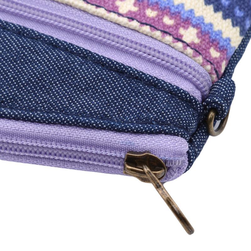 Этнический стиль Двойная тканевая сумка для монет Женская сумка для ключей Портмоне для монет