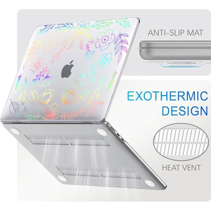 Coque pour MacBook Pro 16 Pouces M5 M4 M3 M2 M1 Pro/Max 2026 2024 2023 2021, Protection Rigide Motif Plante Brillante