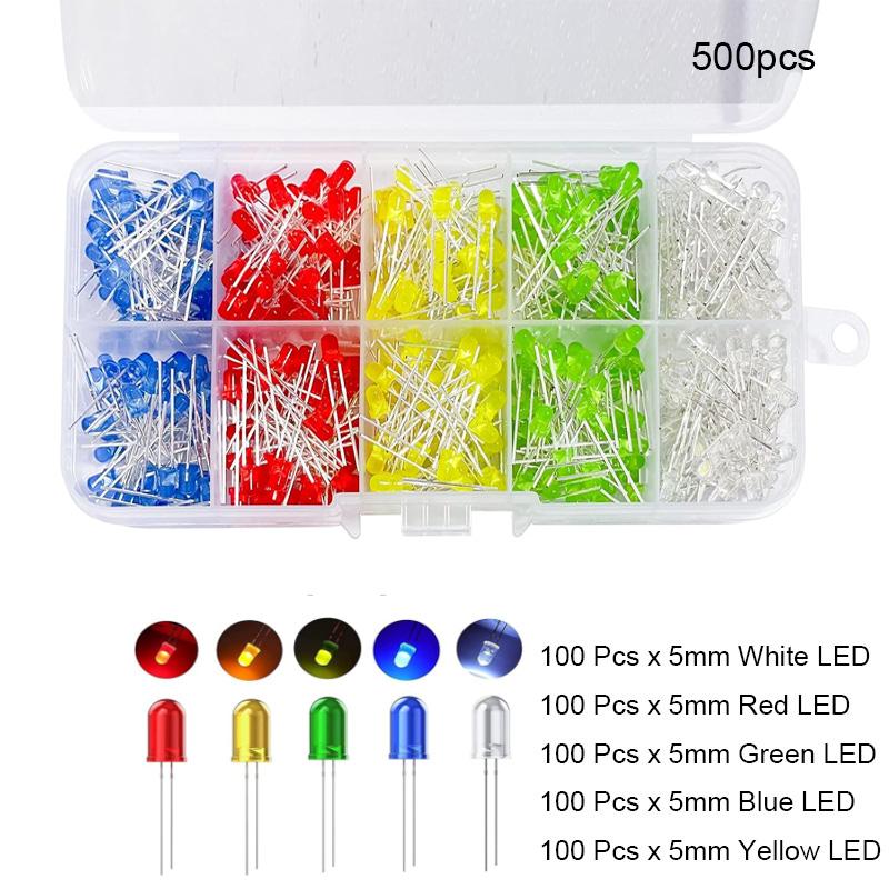 Light Emitting Diodes 5 Colors Electronic Components 3mm LED / 5mm LED Assorted Color DIY LED Light Emitting Diodes Set