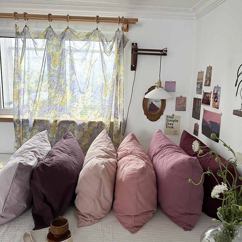 Наволочка из чистого хлопка в полоску, однотонная (Цельный кусок)