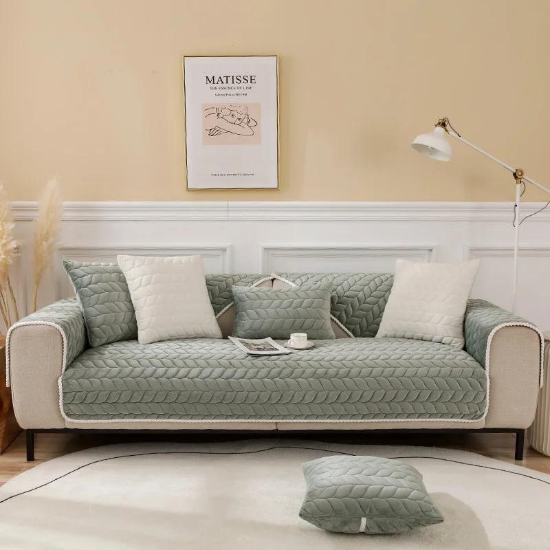 Nordic Ins Sofa Cushion Minimalist Seat Cushion Autumn and Winter Plush Vintage Sofa Towel