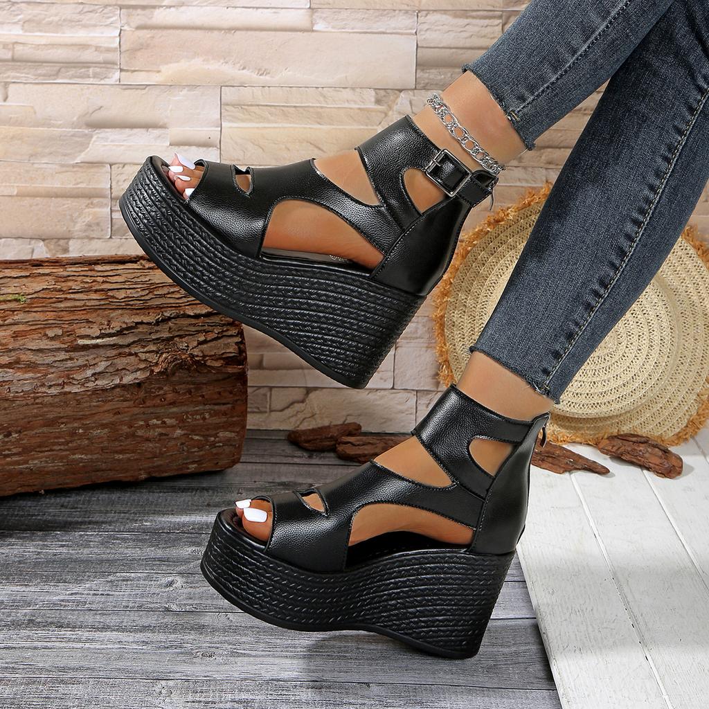 Женские сандалии на платформе и танкетке, летняя мода, повседневные удобные женские сандалии на каблуке, новинка 2025, обувь для ходьбы для женщин, высокие каблуки