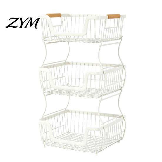 Countertop Organizer Rack 2/3 Layer Rack, Heavy Duty Fruit Basket Stand, Kitchen Counter Space Saving Carbon Steel Storage for Kitchen, Pantry 3 Tier
