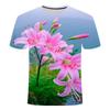 Summer New Beautiful Flower Pattern 3D Printed T-shirt Trendy Fashion and Versatile Short Sleeve for Primary and Secondary School Students