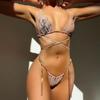 Танга бикини с металлической цепочкой, сексуальный купальный костюм из двух предметов, женский мягкий купальник, микро бикини 2023, горячий купальный костюм, монокини с высокой талией