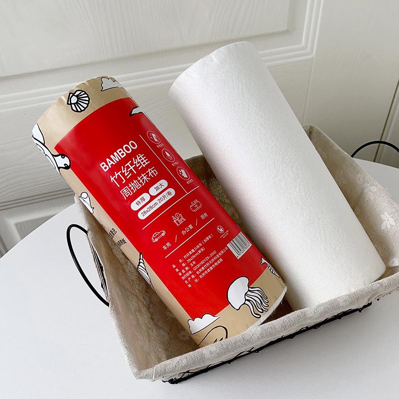 Впитывающие одноразовые салфетки из бамбукового волокна - Безворсовые, двойного назначения для влажной/сухой уборки кухни
