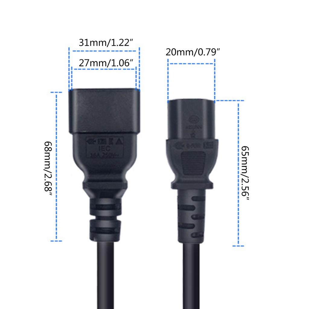 Кабель-удлинитель питания для компьютера 5.9FT C20 папа - C13 мама, стиль PDU, 1.8 м / черный