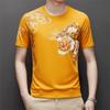 Clothing Men's Ice Silk Short-sleeved T-shirt Summer New National Trend Printed Casual Round Neck Half-sleeved T-shirt Base