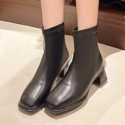 Французская женская обувь осень-зима классические женские ботинки темпераментные ботинки Anlke элегантные женские туфли на каблуках с хлопковым теплым кожаным ботинком