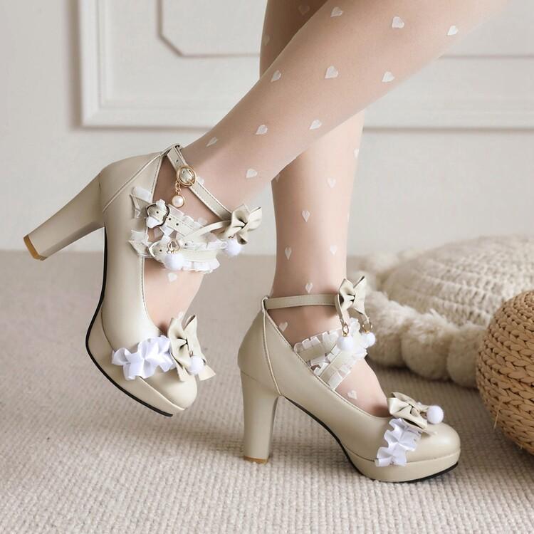 Женские туфли-лодочки из искусственной кожи, на платформе, на толстом высоком каблуке, с круглым носком, Мэри Джейн, с бантом и пряжкой, для вечеринки, свадьбы, милая весна-осень