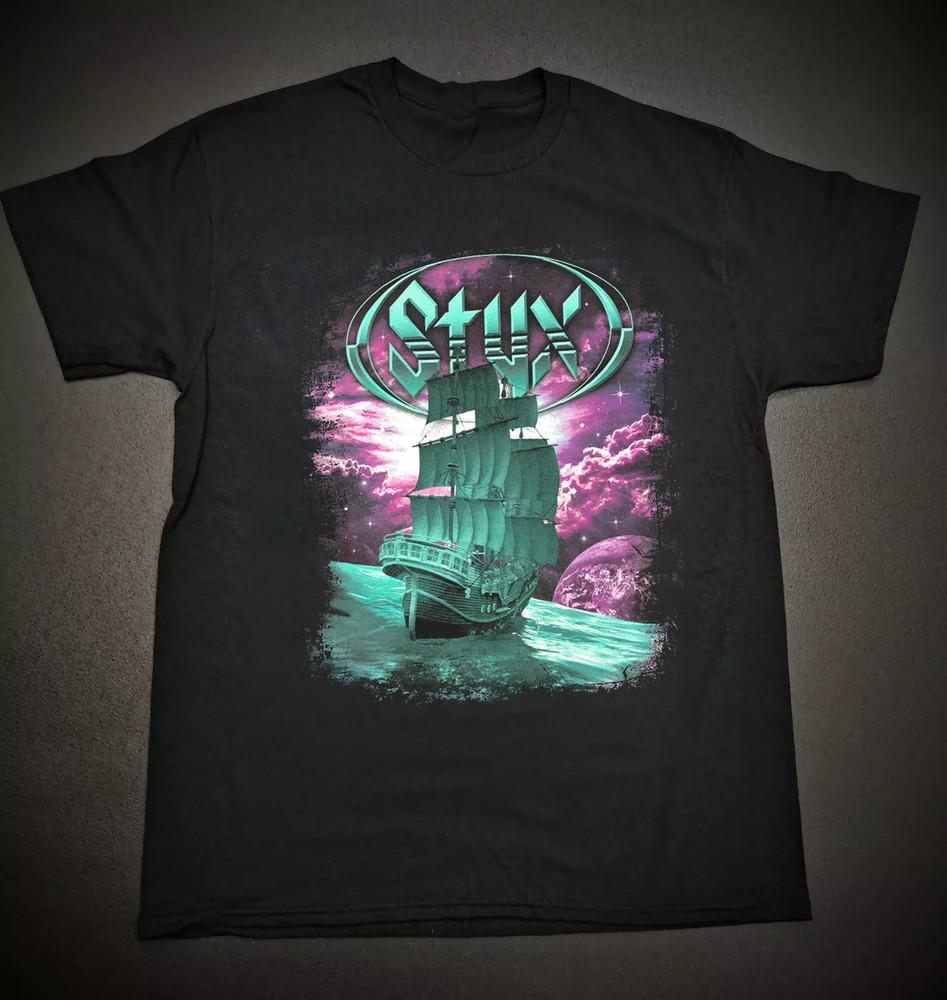 Styx World Tour TShirt Delta Boat Ship Rock Shirt Black Short Sleeve Unisex Unisex T-Shirt