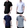 Summer Spring Men Shirt Turn-down Collar Single-breasted Loose Plus Size Solid Color Short Sleeves Street Formal Business Style