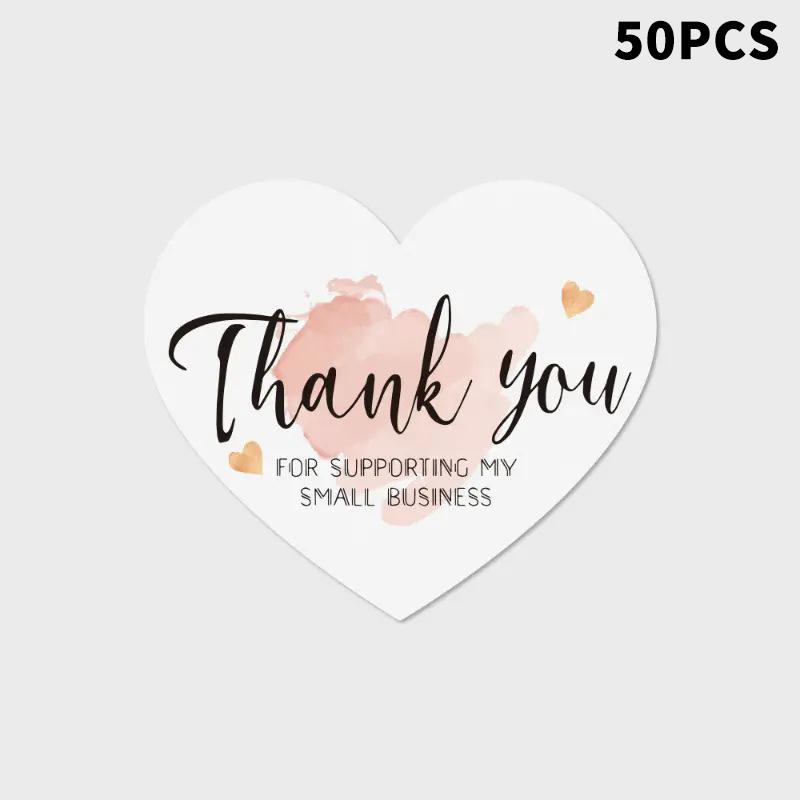 50 шт. 5 стилей розовые бирки «Спасибо» в форме сердца, наклейки для подарочной упаковки, для вечеринки