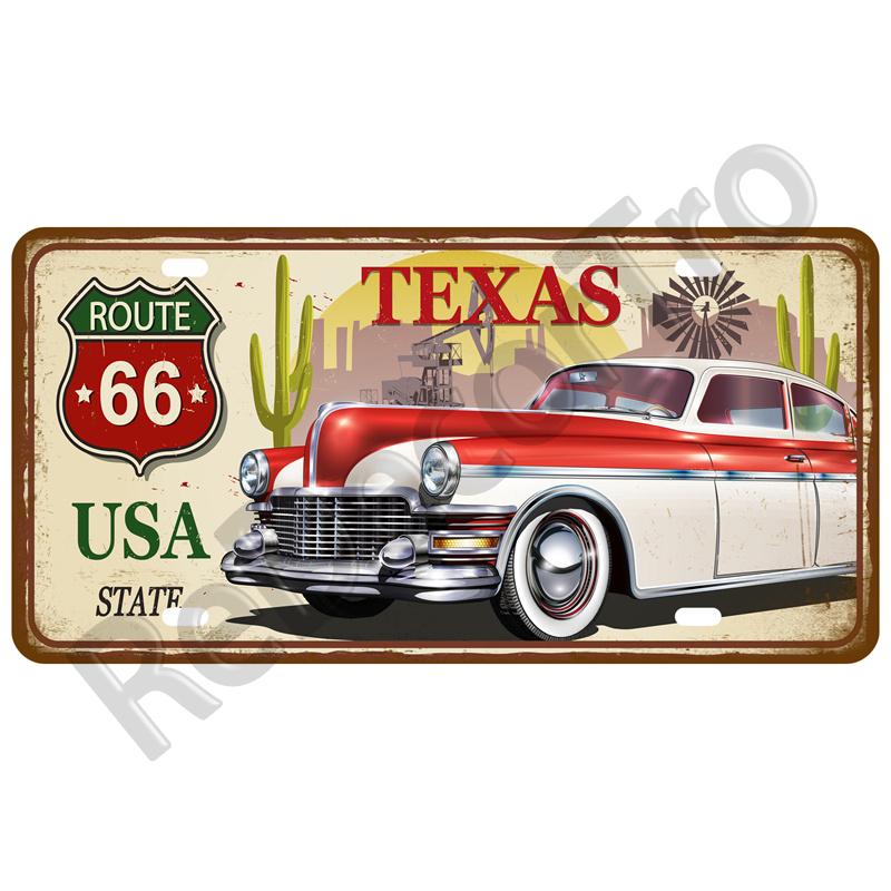 Garage Car Retro Route 66 Tinplates Plate Metal Sign Posters On The Wall Tin Sign Vintage Poster Home Decor Art Room Decoration