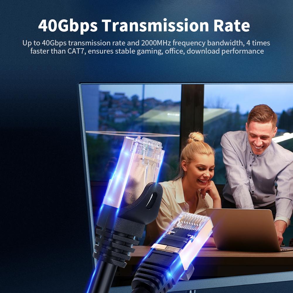Сетевой кабель CAT8 40 Гбит/с 2000 МГц Ethernet-кабель с многослойным экранированием 26AWG Чистый медный сердечник