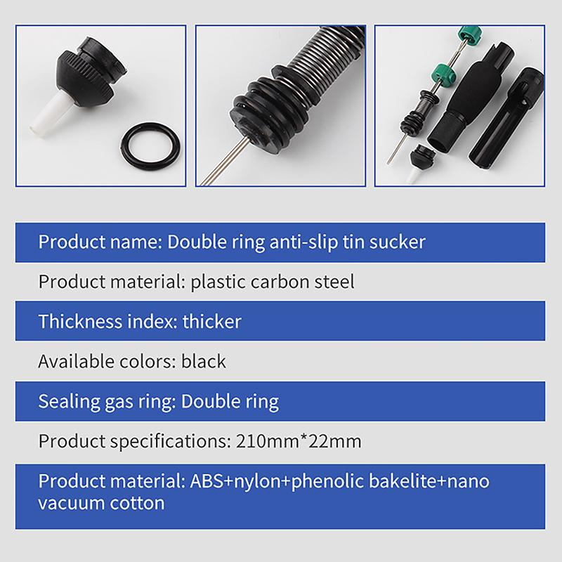 Dp-366D Dual-Ring Non-Slip Handle Solder Sucker Powerful Solder Pump Soldering Sucker Pen Hand Welding Tools