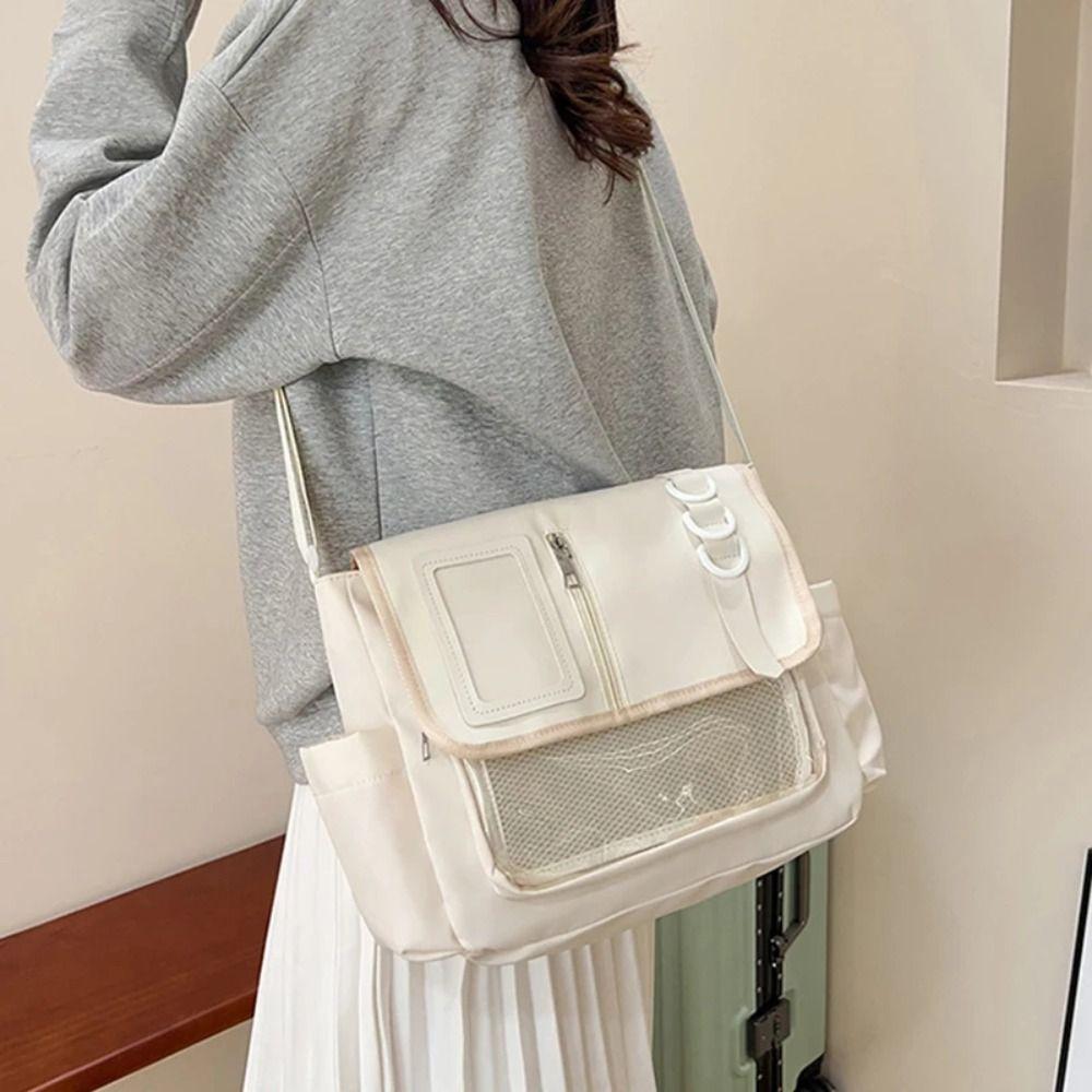 Японская школьная сумка Харадзюку Однотонная сумка через плечо Универсальная сумка-мессенджер Женская