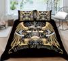 3D Black Skull Head Pattern Bedding Single Double Bed Full Size Special Skull Head Print Pillowcase and Quilt Cover 2 or 3 Comfortable Home Decoration