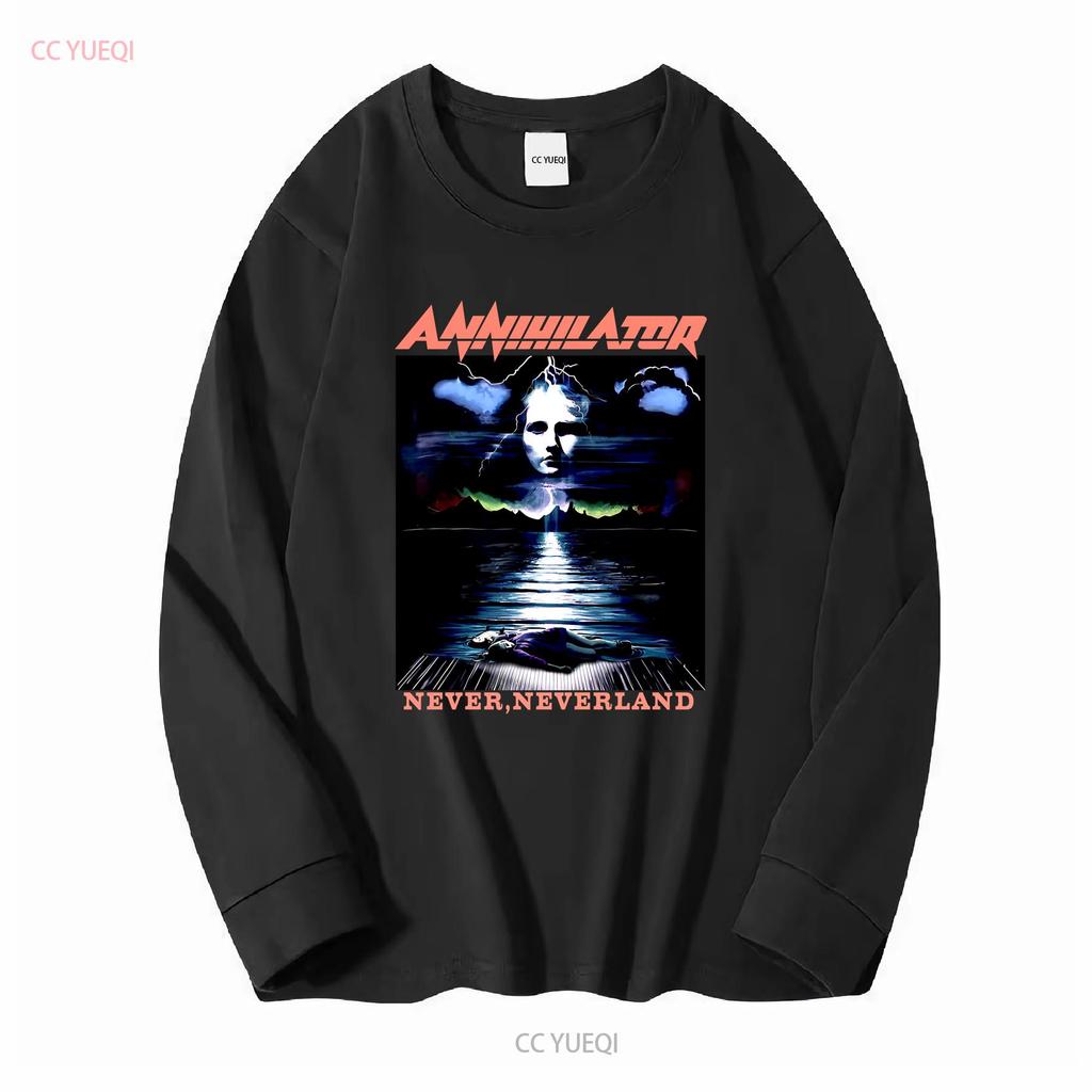 Мертвый 90-е ANNIHILATOR NEVER NEVERLAND Футболка Размер L Сделано в Пакистане Винтаж винтажный Постиранная Дышащая Унисекс Эластичная Стильная