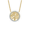 [N0021] - Gold Plated Necklace 'Tree of Life' White Gold - 16 Mm