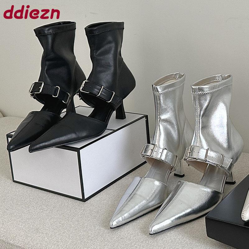 Fashion Fashion Pointed Toe Footwear Heels Sandals Ankle Boots Shoes For Women Modern Party Ladies Stretch Booties Shoes Female Pumps