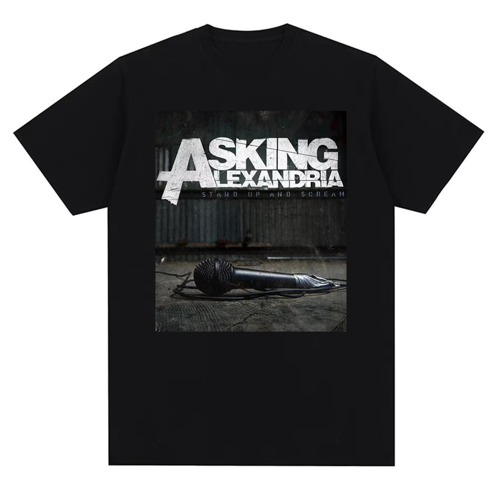 Streetwear Vintage Asking Alexandria Band British Metal Core Mens Summer Cotton Casual Short Sleeve T-Shirt Top Harajuku Hip Hop