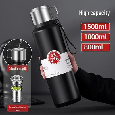 Большая термобутылка из нержавеющей стали 316 с разделителем для чая для мужчин и женщин - Идеально подходит для путешествий и спорта