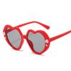Classic Pearl Heart Childrens Sunglasse For Girls Red Plastic Pink Mirror Glasses Vintage Anti-Reflective Sun Glasses Uv400
