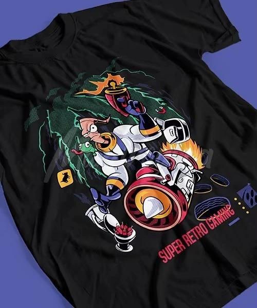 2026 Summer Hot Selling Tshirt for Anime Earthworm Jim Videojuego 90s Unisex Round Neck Short Sleeved Shirt Streetwear Tshirt