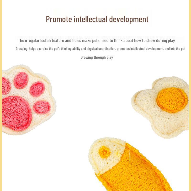 Natural Loofah Cat Teaser Stick - Cute, Bite-Resistant Toy for Teething, Cleaning Teeth, and Relieving Boredom. Perfect for Self-Play!