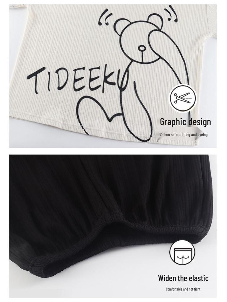 2025 Spring/Summer Women's Cotton Pullover Pajama Set - Short Sleeve Top with Long Pants