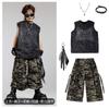 Kids Hip Hop Breakdance Outfit Set Boys Girls Sleeveless Rhinestone Vest Camo Shorts Performance Costume