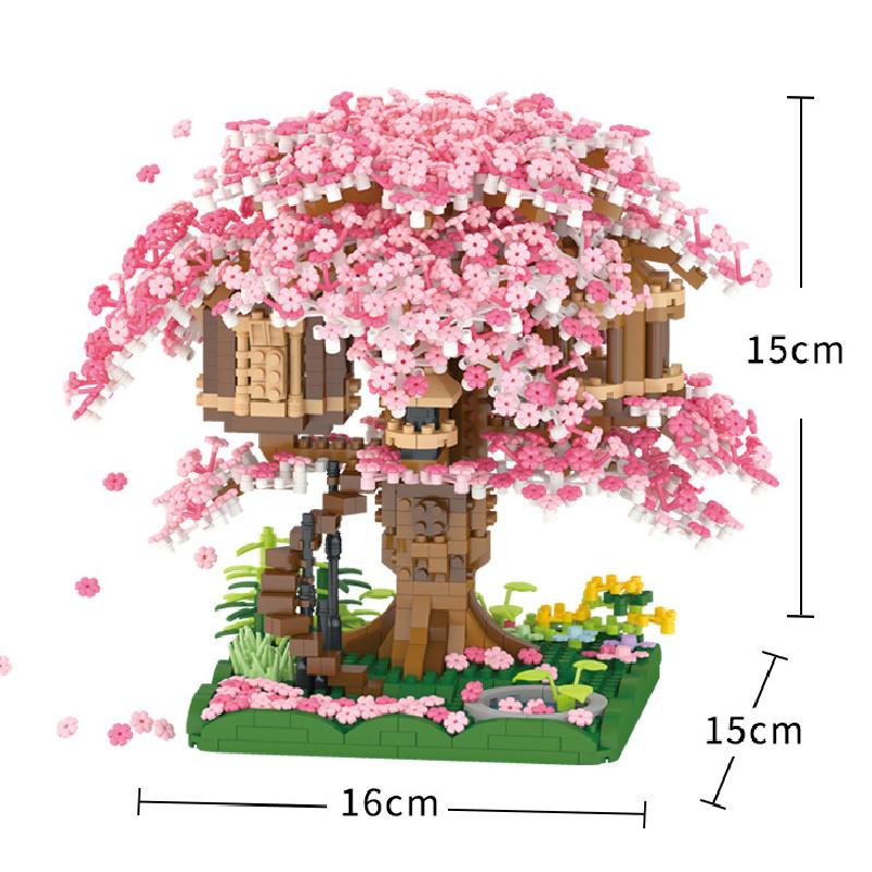 Micro Particle Building Blocks Set Featuring Sakura Tree For Kids Creative Building And Learning