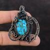Copper Blue Turquoise Pendant Copper Wire Wrapped Pendant Designer Jewelry Handmade Pendant Genuine Gemstone Pendant Copper Jewelry For Gift