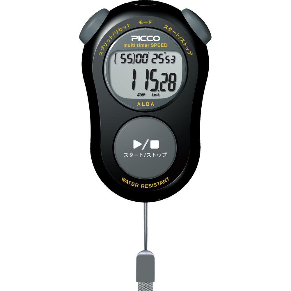 Used SEIKO ALBA PICCO Multi-Timer Speed Stopwatch, Black, Front Button, Speed Calculation Function, Speed Measurement, Full Auto Calendar, Alarm,