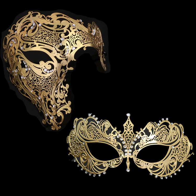 Металлическая маска-полулицо с блестящими украшениями для свадеб, Хэллоуина и мероприятий