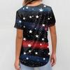 Women's Short Sleeve Independence Day Printed V-Neck Pocket Workwear Top