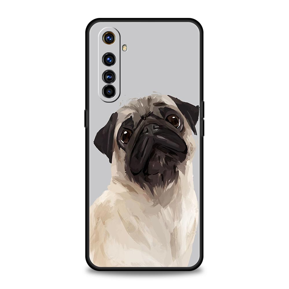 Милый чехол для телефона с собакой мопсом для Realme 12 11 10 9 8 5G 7 6 GT5 GT3 GT2 Pro Plus C21 C11 C25 C35 для Realme GT Neo 2 3 3T 5