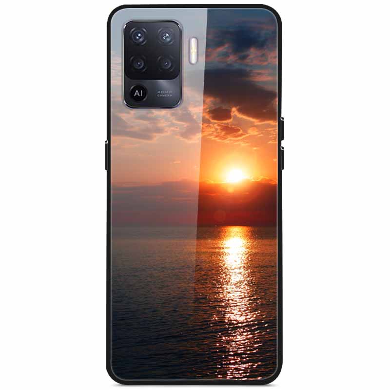 Закаленное Стекло Чехол для Oppo Reno5 Lite Жесткая Задняя Крышка для Oppo Reno 5 Lite Роскошный Расписной Reno5Lite Funda 6.43'' Ударопрочный