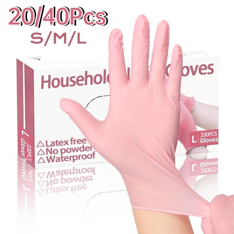 Light Pink Nitrile Gloves WaterProof Durable Cleaning Dishwashing Tattoo Household Cleaning Supplies Latex Free