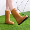 Four Seasons Rain Shoes Women's Velvet Rain Boots Tall Adult Waterproof Shoes Women's Fashion Work Water Boots Non-slip Kitchen Rubber Shoes