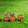 Vivid Animal Head Sculpture Resin Miniature Figurine Ornament Halloween Pumpkin Owl Statue  Desktop