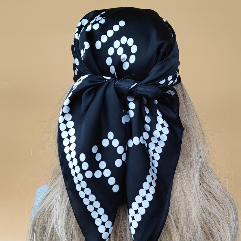 Luxury Style Square Headscarf New The Four Seasons Silk Hijab Popular Design 70X70CM Scarves Women Beach Sunscreen Kerchief