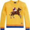 Свитер Polo Ralph Lauren SS26 С буквенным и животным узором Игрок в поло Хлопковый пуловер Крупная вязка Круглый вырез Опущенные плечи Длинный рукав 313A95867-001