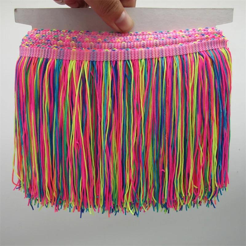 20Cm Gradual Change Color Nylon Row Beard Latin Dance Fringe Clothing Accessories Shape Vertical Row Beard Fringe Lace