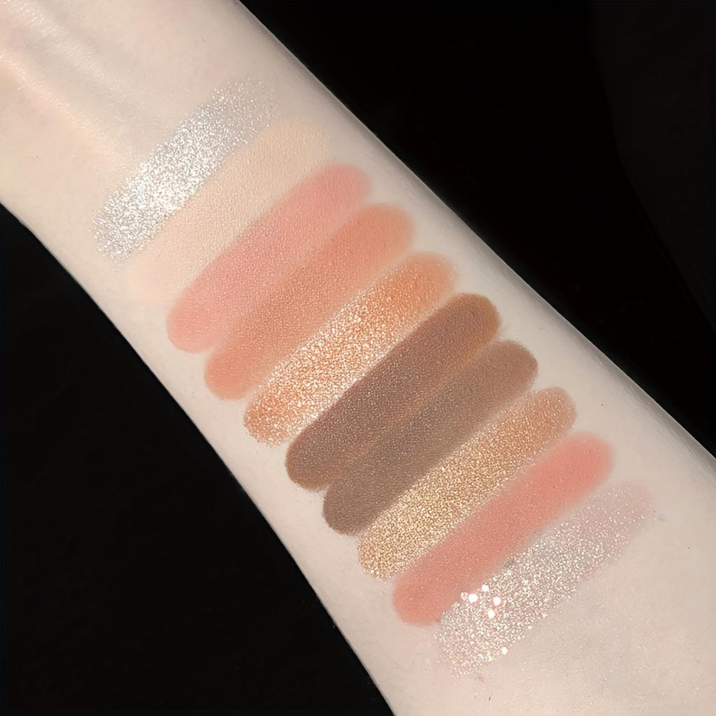 Палитра теней для век Smoky Eye Shadow из 10 цветов. Стойкий матовый и мерцающий финиш. Черные, коричневые, коралловые, розовые, земляные тона для контурирования лица и повседневного макияжа.