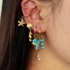 Creative Ocean Style Starfish Scallop Tassel Ear Clips Set Imitation Pearl Vintage Turquoise Pendant Stud Earrings for Women